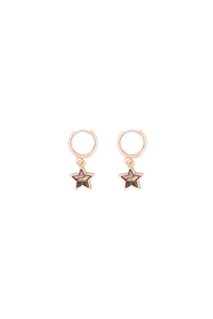 S1-1-5-OEB453GDABL - MOP HUGGIE HOOP STAR DROP EARRINGS - ABALONE/1PC