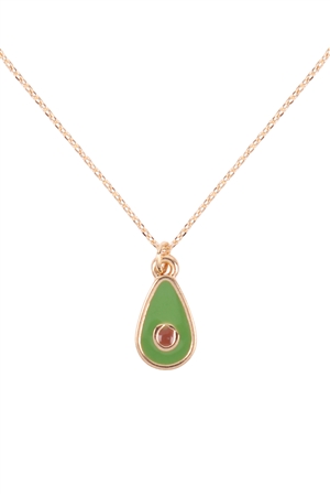 S5-4-4-ONA933GDGRN - AVOCADO EPOXY PENDANT NECKLACE - GOLD GREEN/1pc  (NOW $1.25 ONLY!)