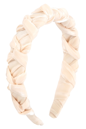 S2-9-2-WCH1036NA - BRAIDED KNOT LEATHER HEADBAND HAIR ACCESORIES-NATURAL/6PCS