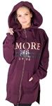 Ladies Fleece Zip Up Sweatshirt Oversize Long Hoodie Outerwear Jacket with Applique