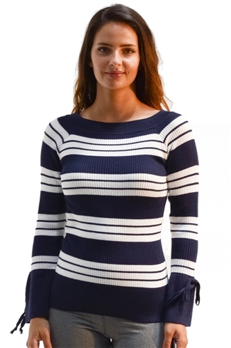 Ladies Rib Sweater Top Boat Neck By Special One