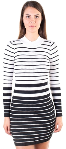 Ladies Bodycon Mock Neck Rib Long Sleeve Sweater Dress  by Special One