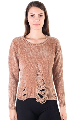Ladies Tattered Chenille Sweater