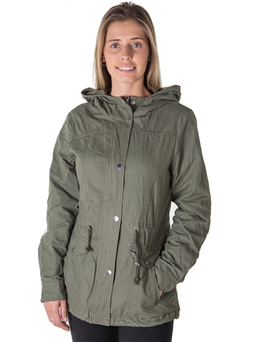 Ladies Zip Up Anorak Hooded Jacket, Roll Up Sleeve, Waistband String, 2 Front Pockets & Piping Front and back By Special One