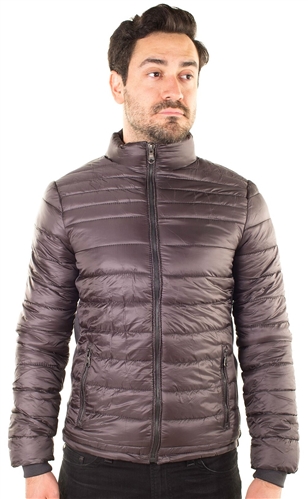 Men's Quilted Puffer Jacket with Faux Fur Body Lining and Stretchable Side Gathering