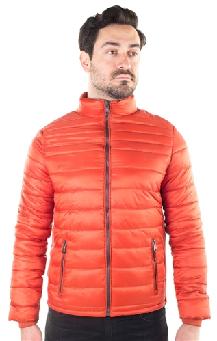 Men's Quilted Puffer Jacket with Faux Fur Body Lining and Stretchable Side Gathering