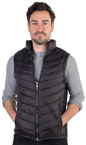 Men's Quilted Vest with Faux Fur Body Lining and Stretchable Side Gathering