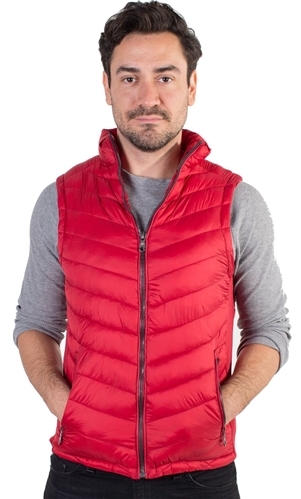 Men's Quilted Vest with Faux Fur Body Lining and Stretchable Side Gathering