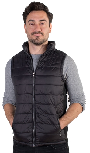 Men's Quilted Vest with Faux Fur Body Lining and Stretchable Side Gathering