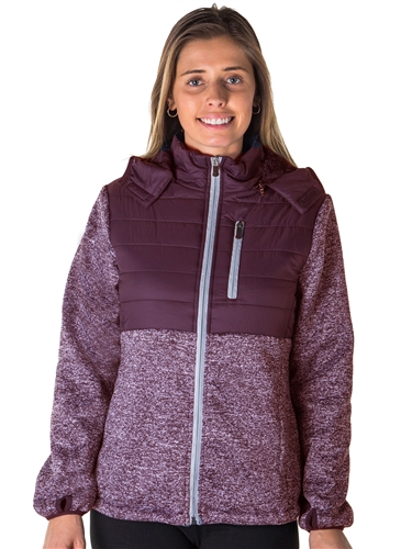 Ladies Zip Up Faux Fur Lined Jacket w/ Removable Double Hood, and 2 Front Pockets By Special One