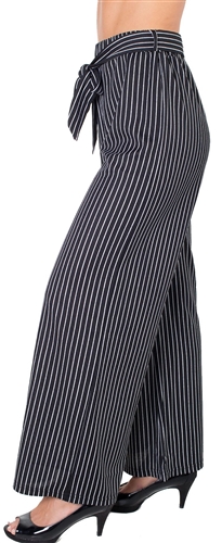 Ladies Plus Size Striped Palazzo Pants with Drawstring Waist