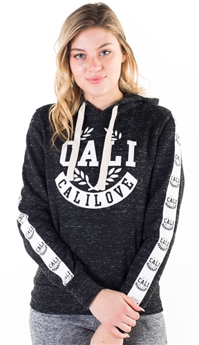 Women's Space Dye, Pullover Hoodie with "Cali Love"  Print and Side Tape Details/