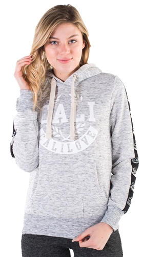 Women's Space Dye, Pullover Hoodie with "Cali Love" Print and Side Tape Details/