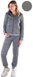 Women's Melange, Faux Sherpa Lined Hoodie and Jogger Set