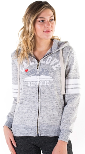 Women's Space Dye, Zip Up Hoodie with "Cali Love" Print