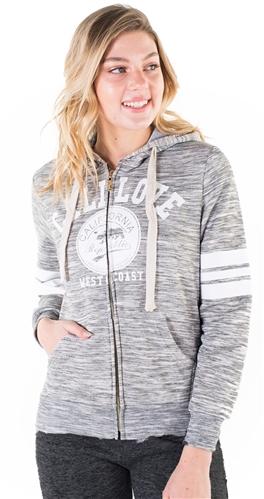 Women's Space Dye, Zip Up Hoodie with "Cali Love" Print