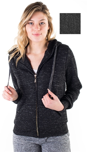 Women's Space Dye, Faux Sherpa Lined Zip Up Hoodie