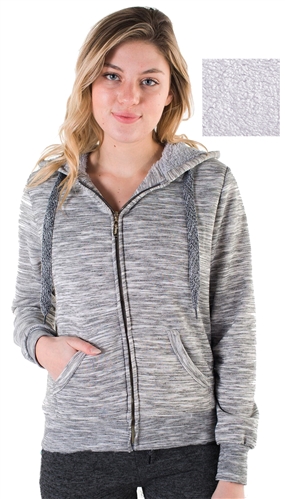 Women's Space Dye, Faux Sherpa Lined Zip Up Hoodie