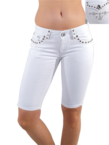 Women's LA Idol Bermuda Shorts with Thick Threading and Embellishments