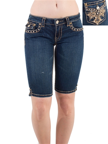 Women's LA Idol Bermuda Shorts with Thick Threading and Embellishments/1-1-1-2-2-3-3-1-1-1