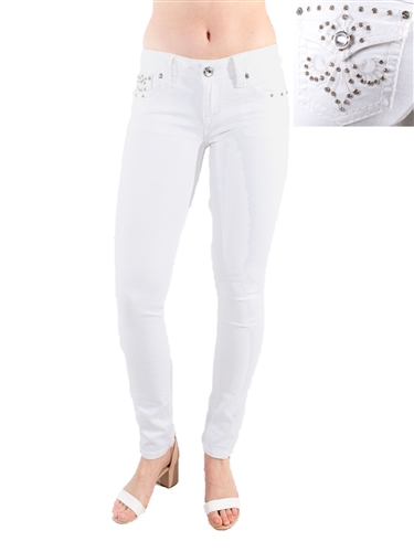 Women's LA Idol White Boot Cut Jeans with Thick Threading and Embellishments/1-1-1-2-2-2-2-2-1