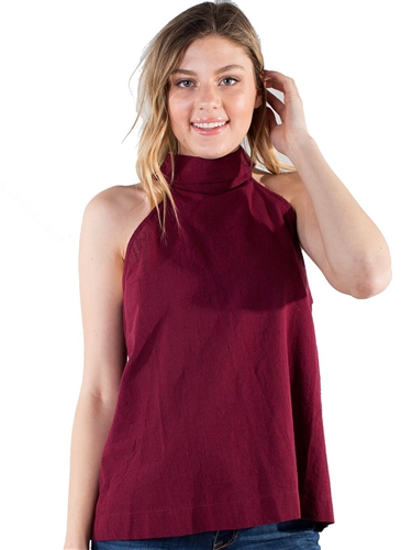 Women's Eyeshadow Mock Neck Halter Neckline