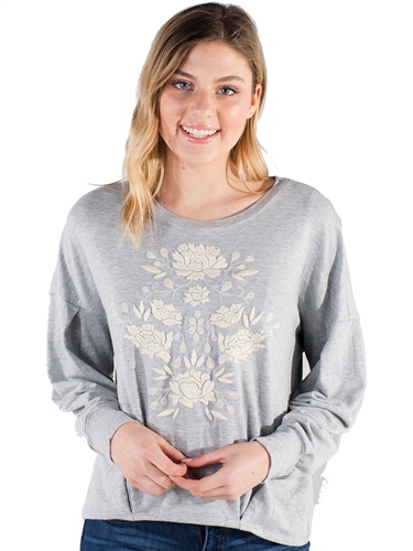 Women's Eyeshadow Sweater with Embroidered Front Design