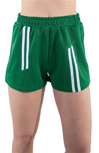 4225N-SP203-Green-Women's Shorts with Asymmetrical Stripes Elasticized Waist/1-2-2-1