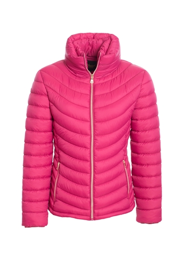 Women's Lightweight High Collar Puffer Jacket with Faux Fur Lining