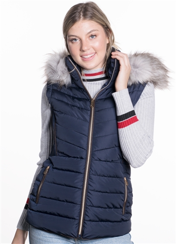 Women's Puffer Vest with Detachable Hood/