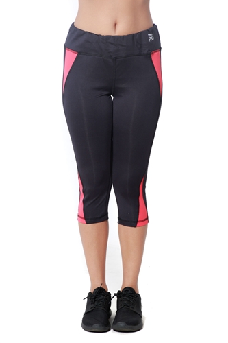 4238N-274156-Black/Coral- Women's Active Running Capri / 2-2-1