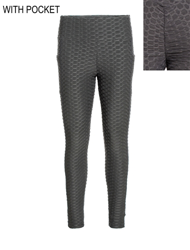 Women's Honeycomb Ruched Leggings with Pockets