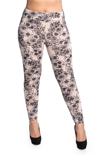 Women's One Size Floral Printed Leggings