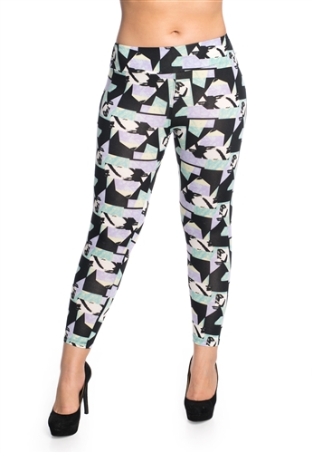 Women's One Size Allover Geometric Print Leggings