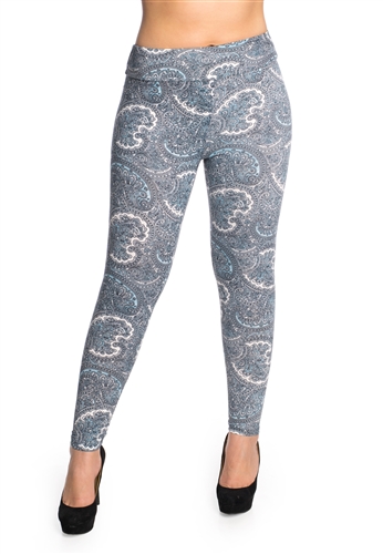 Women's One Size Paisley Printed Leggings