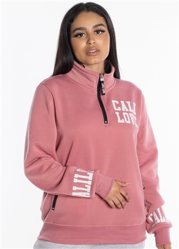 Women's Half-Zip Sweatshirt with "Cali Love" Print