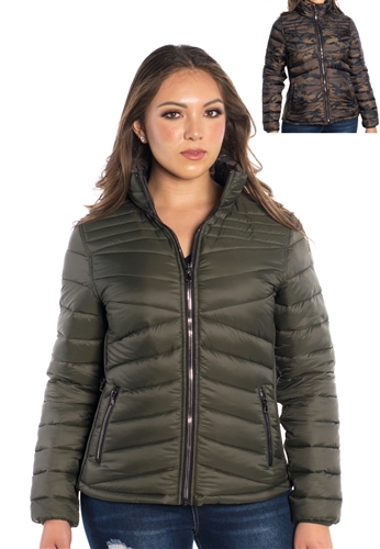 Women's Reversible Puffer Jacket Solid and Camo