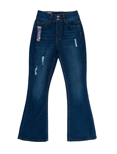 Ladies Dark Wash High Rise Flare Jeans