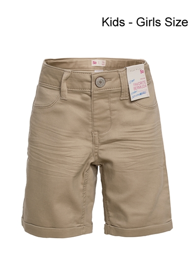 Girl's Khaki Denim Bermuda Shorts