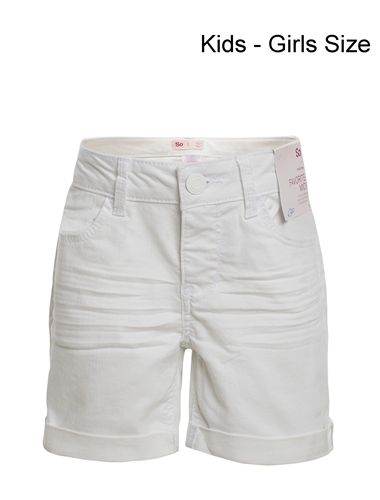 Girl's White Denim Bermuda Shorts