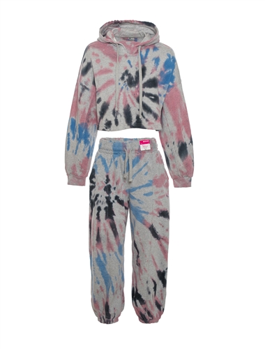 Women's Hanging Grey Tie-dye Hoodie and Joggers Set