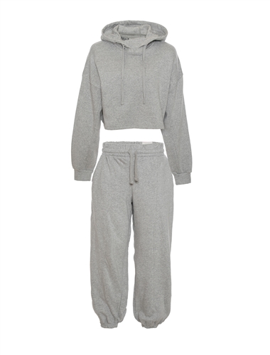 Women's Hanging Grey Hoodie and Joggers Set