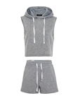 Women's Hanging Sleeveless Hoodie with Shorts Set