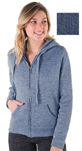 Women's Melange, Faux Sherpa Lined Zip Up Hoodie