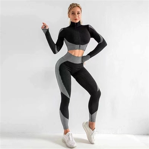 Women's 2-Piece Seamless Crop Jacket and Leggings Set