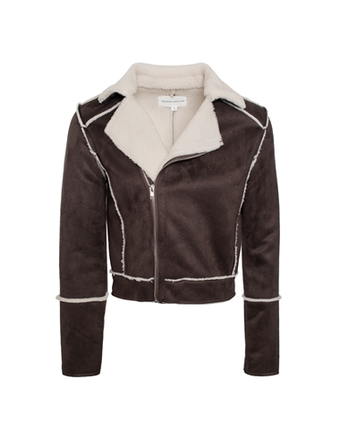 Women's Faux Suede Biker Style Crop Jacket