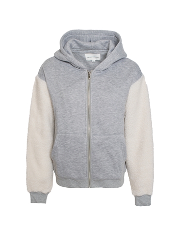 Women's Faux Sherpa Sleeve Zip Up Hoodie