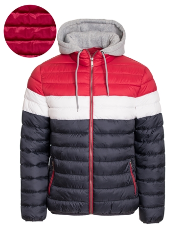 Men's Color Blocking Puffer Jacket with Detachable Hoodie