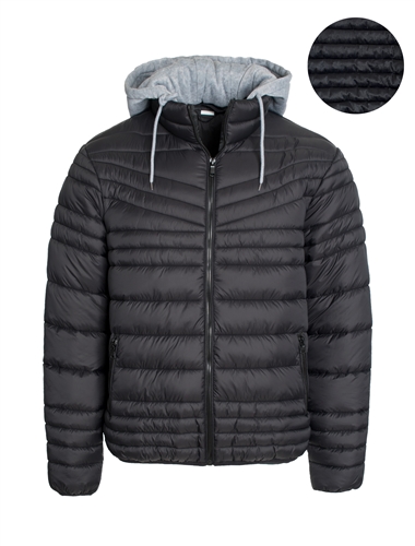 Men's Puffer Jacket with Detachable Hoodie