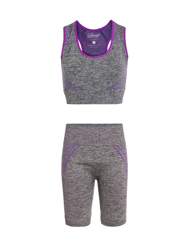 Women's Seamless Sports Bra and Biker Shorts Set with Neon Accents